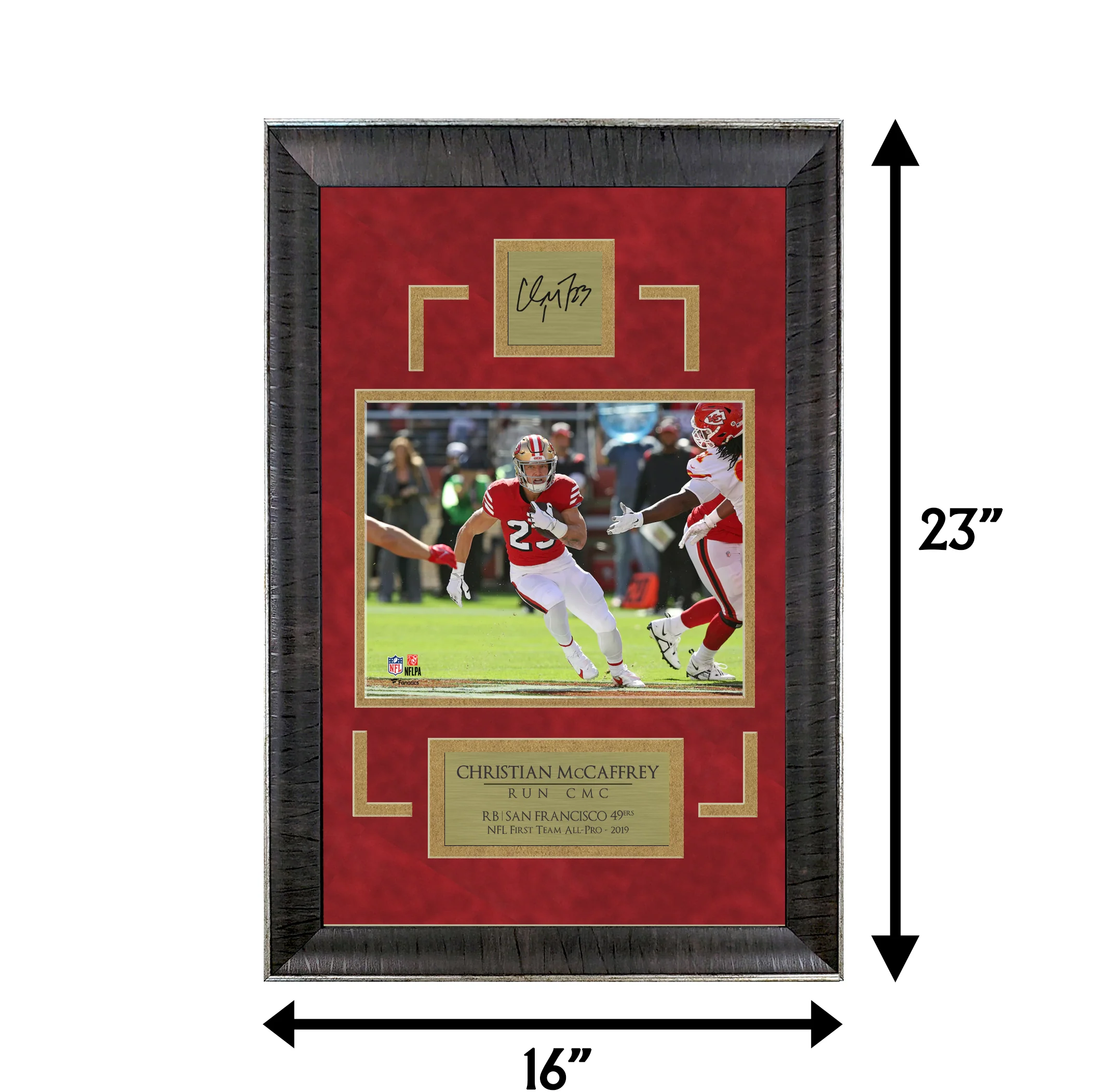 Christian McCaffery - Run CMC - Sports Deluxe | 16 x 23 - Framed Football Photo