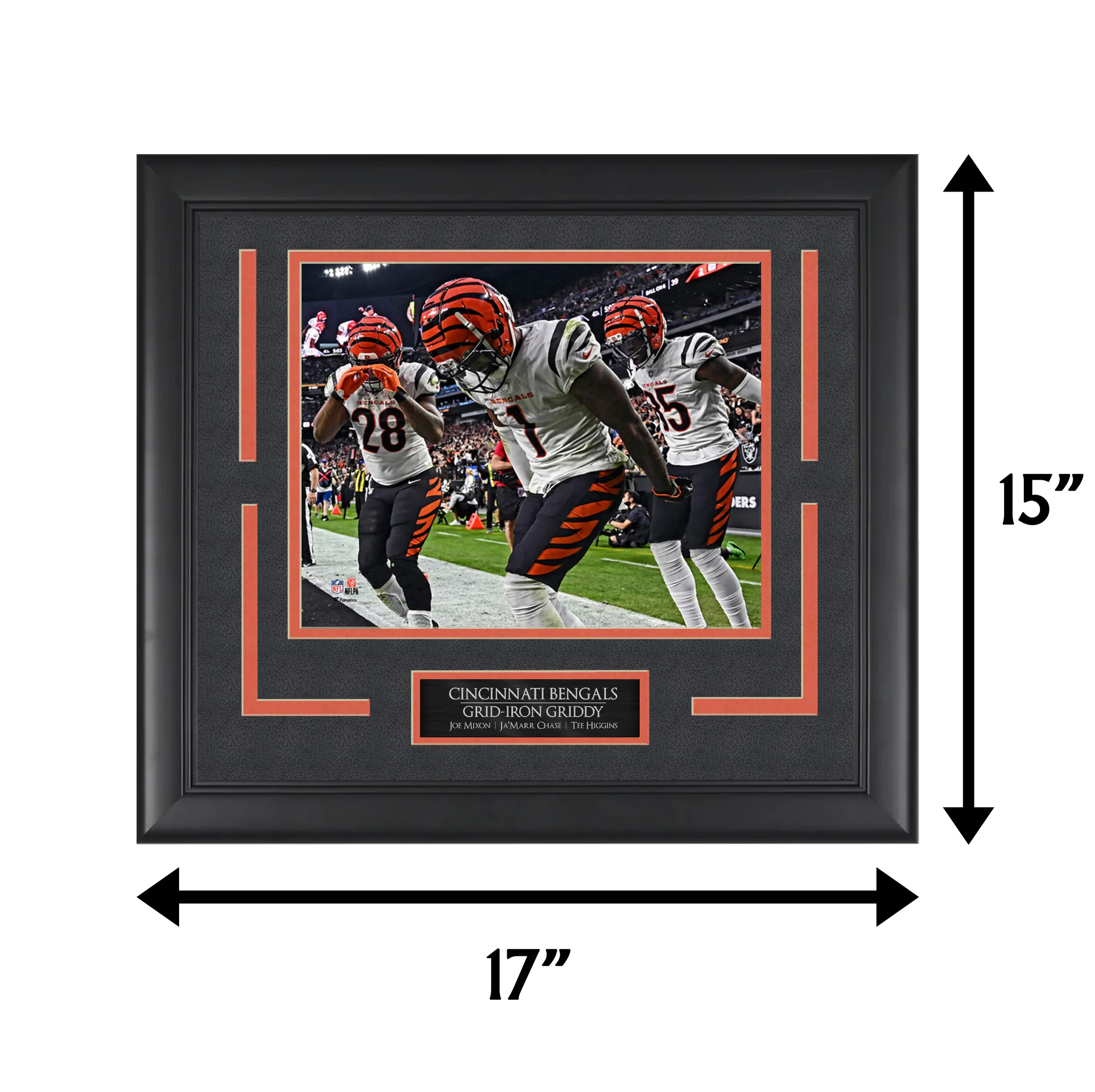 Chase, Mixon, Higgins - Grid Iron Griddy - Framed Football Photo