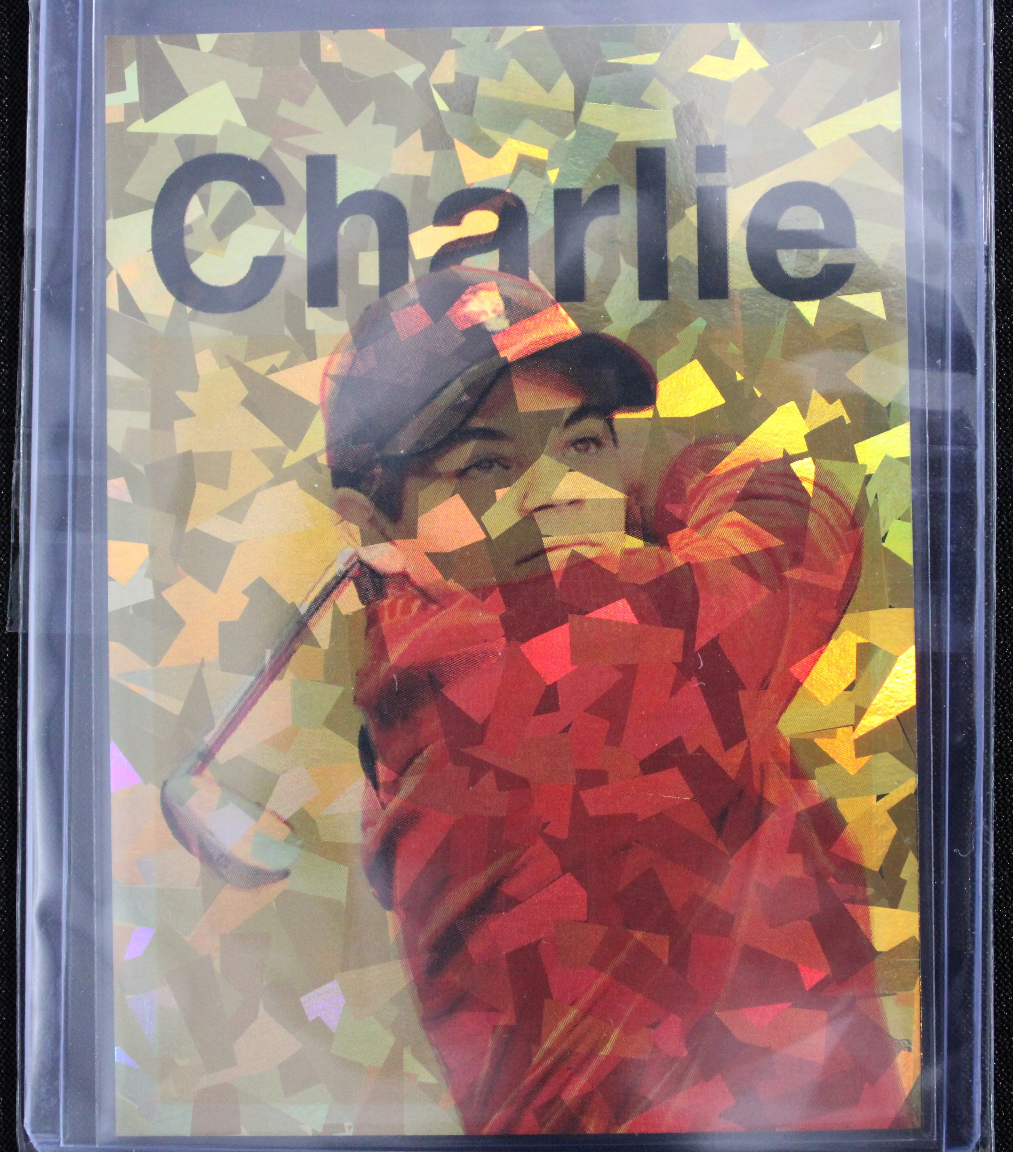 Charlie Woods Artist Signed Golf Gold Refractor Art Card 1/3