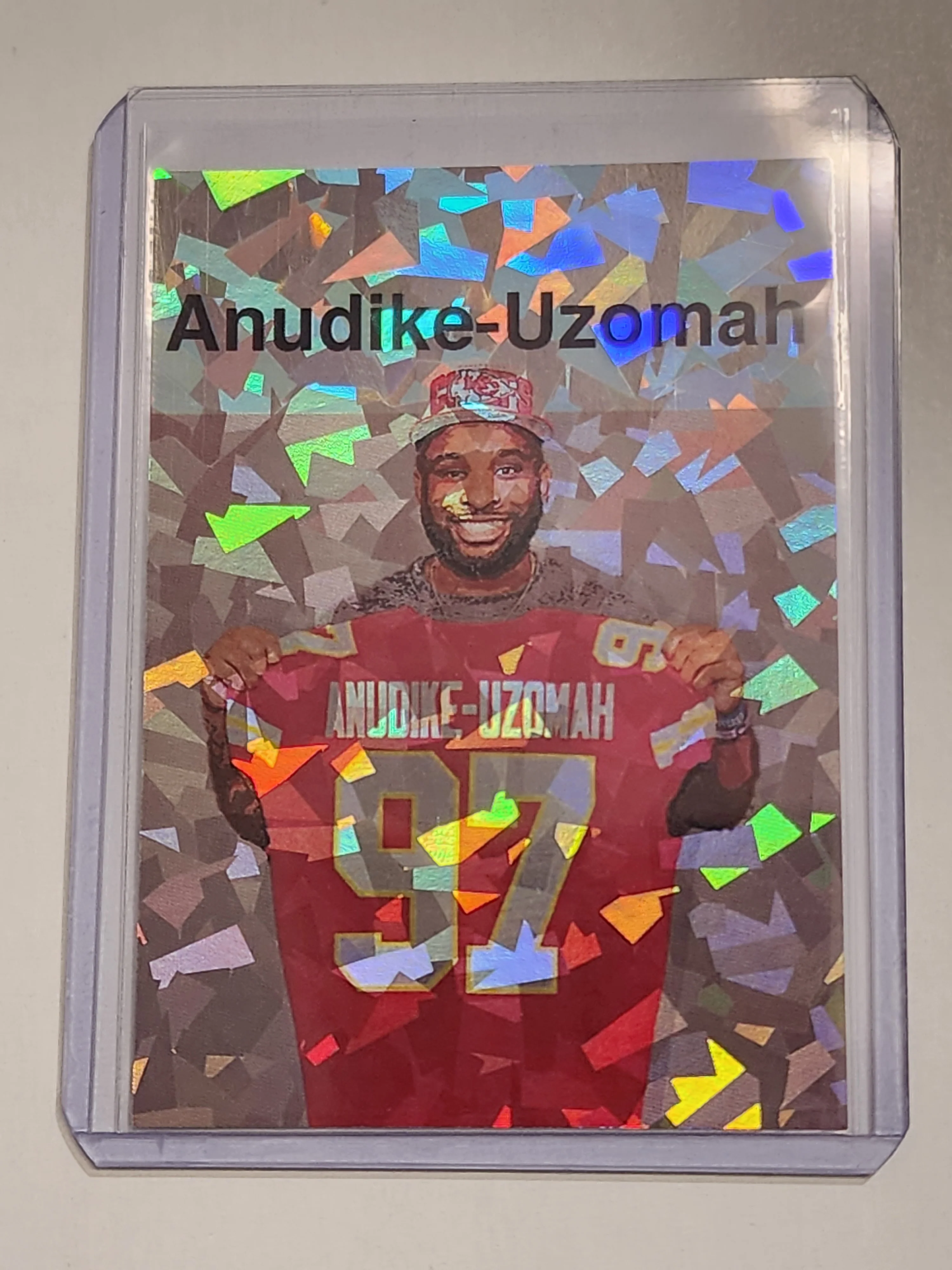 Felix Anudike-Uzomah Artist Signed Kansas City Chiefs Refractor Art Card 1/1