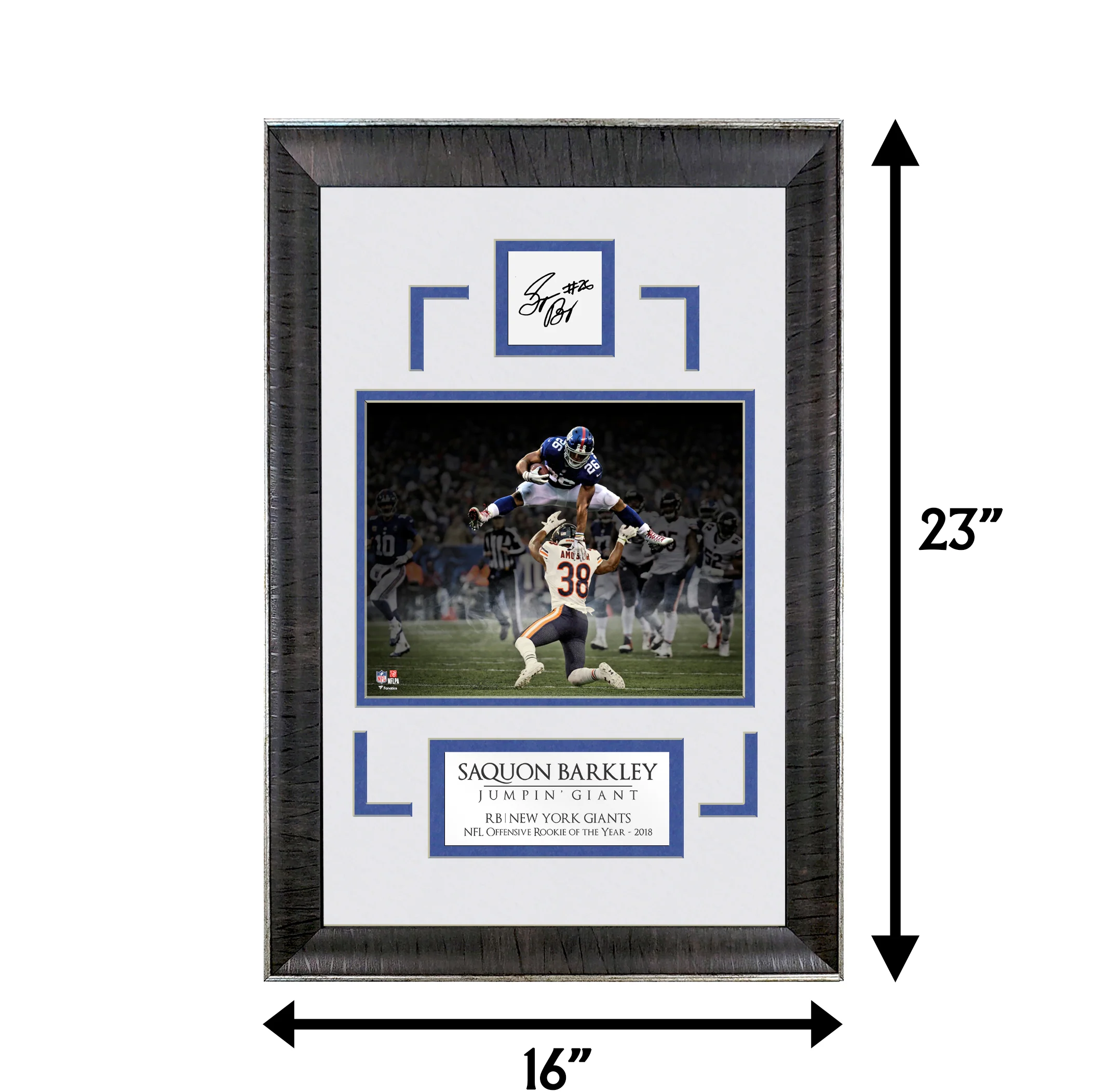 Saquon Barkley - Jumpin' Giant - Spotlight Collection | 16 x 23 - Framed Football Photo