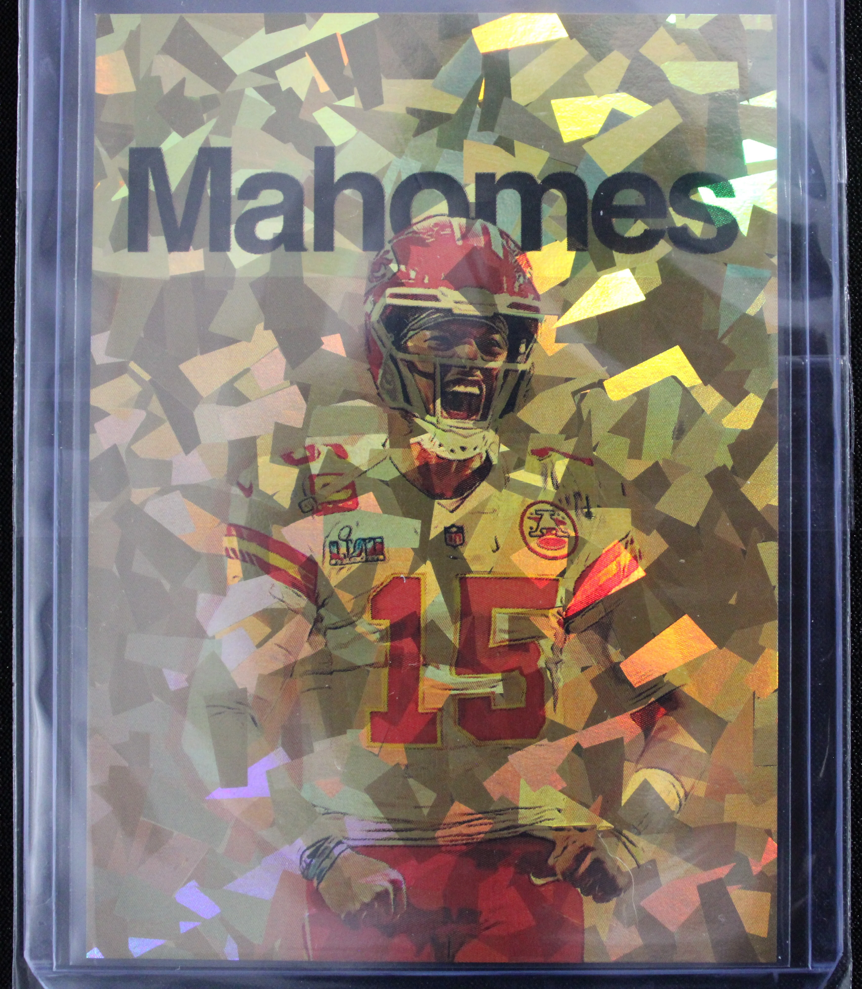 Patrick Mahomes Artist Signed Kansas City Chiefs Gold Refractor Art Card 1/3