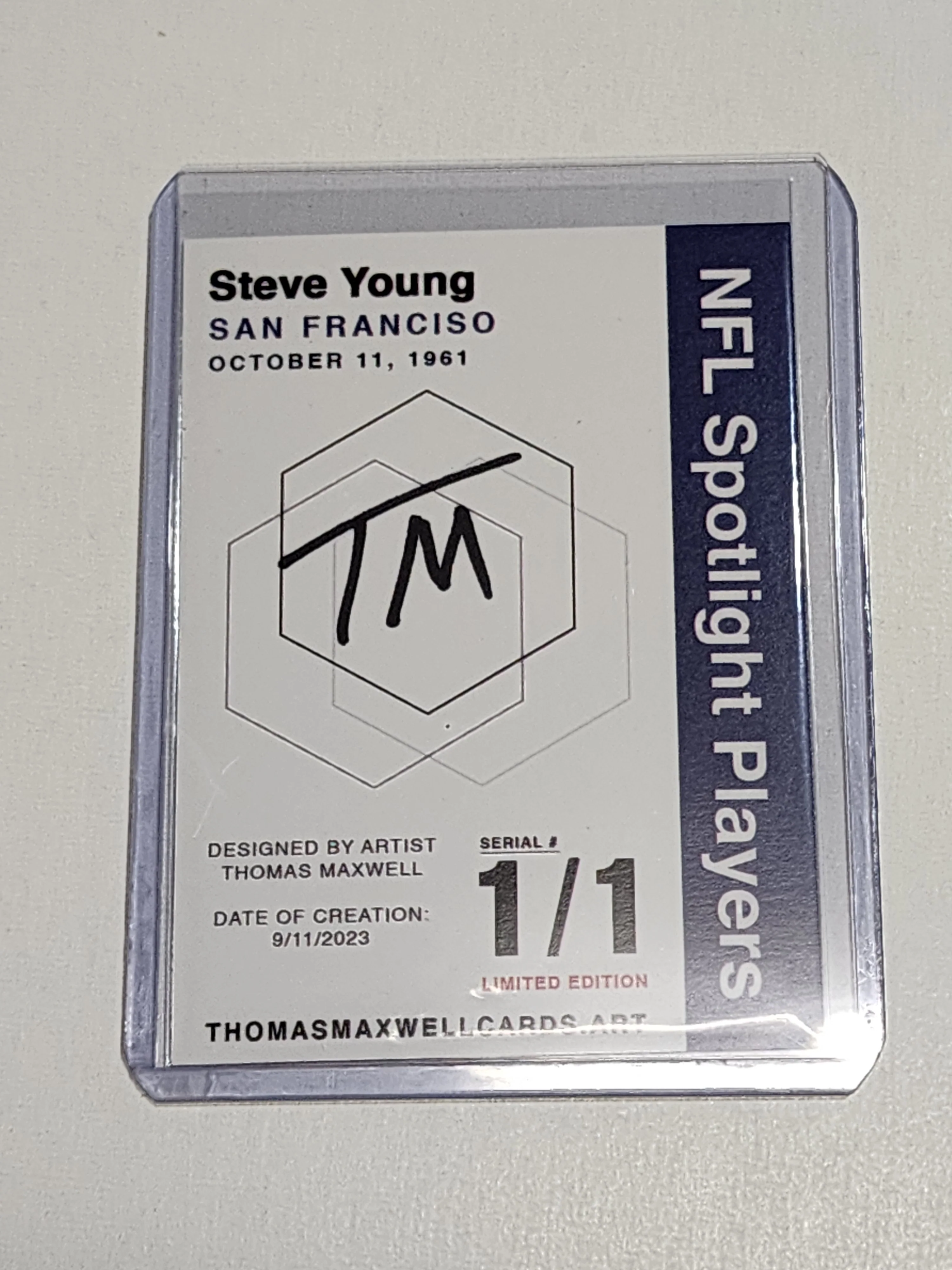 Steve Young Artist Signed San Franciso 49ers Refractor Art Card 1/1