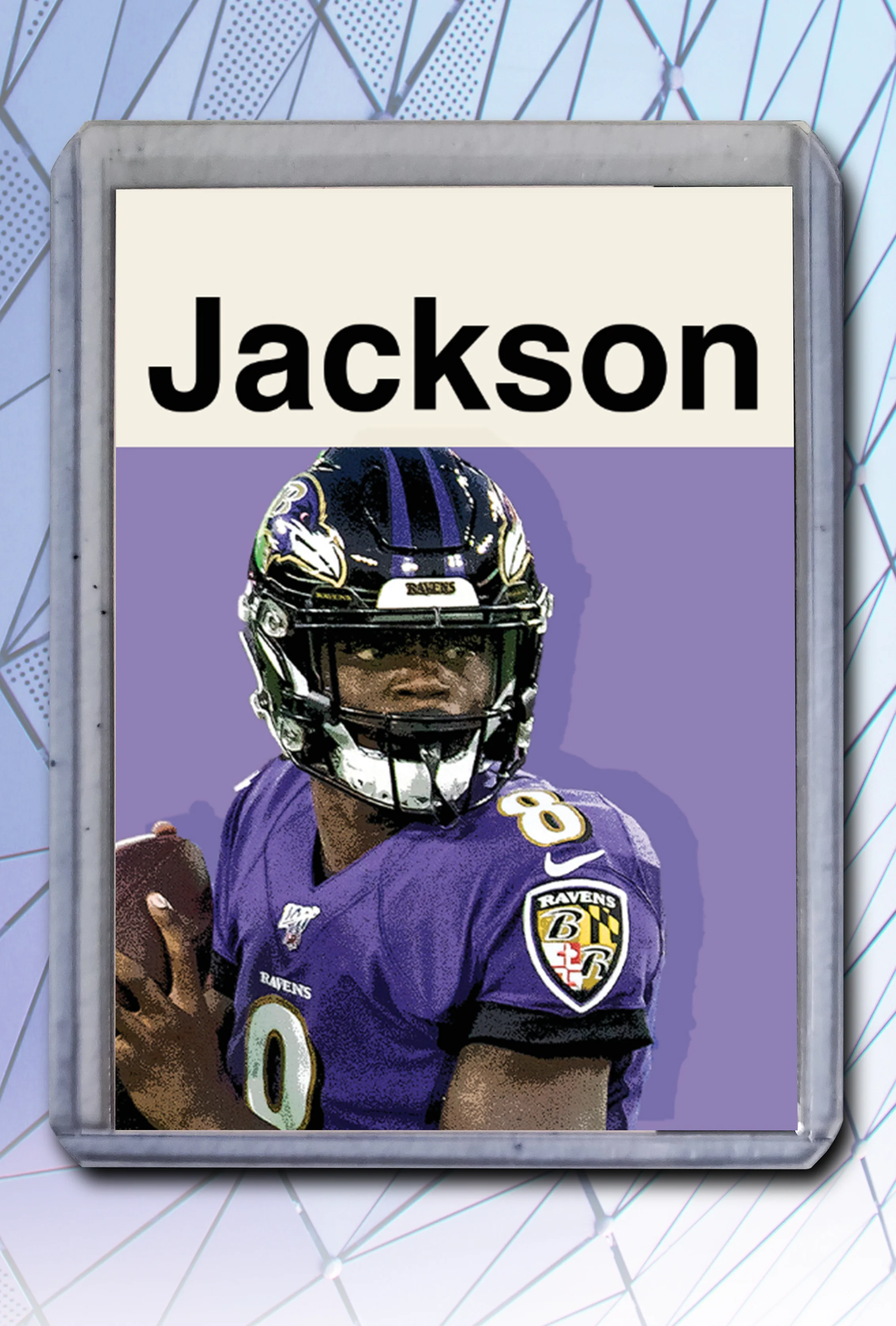Lamar Jackson Artist Signed Football Art Card 1/10