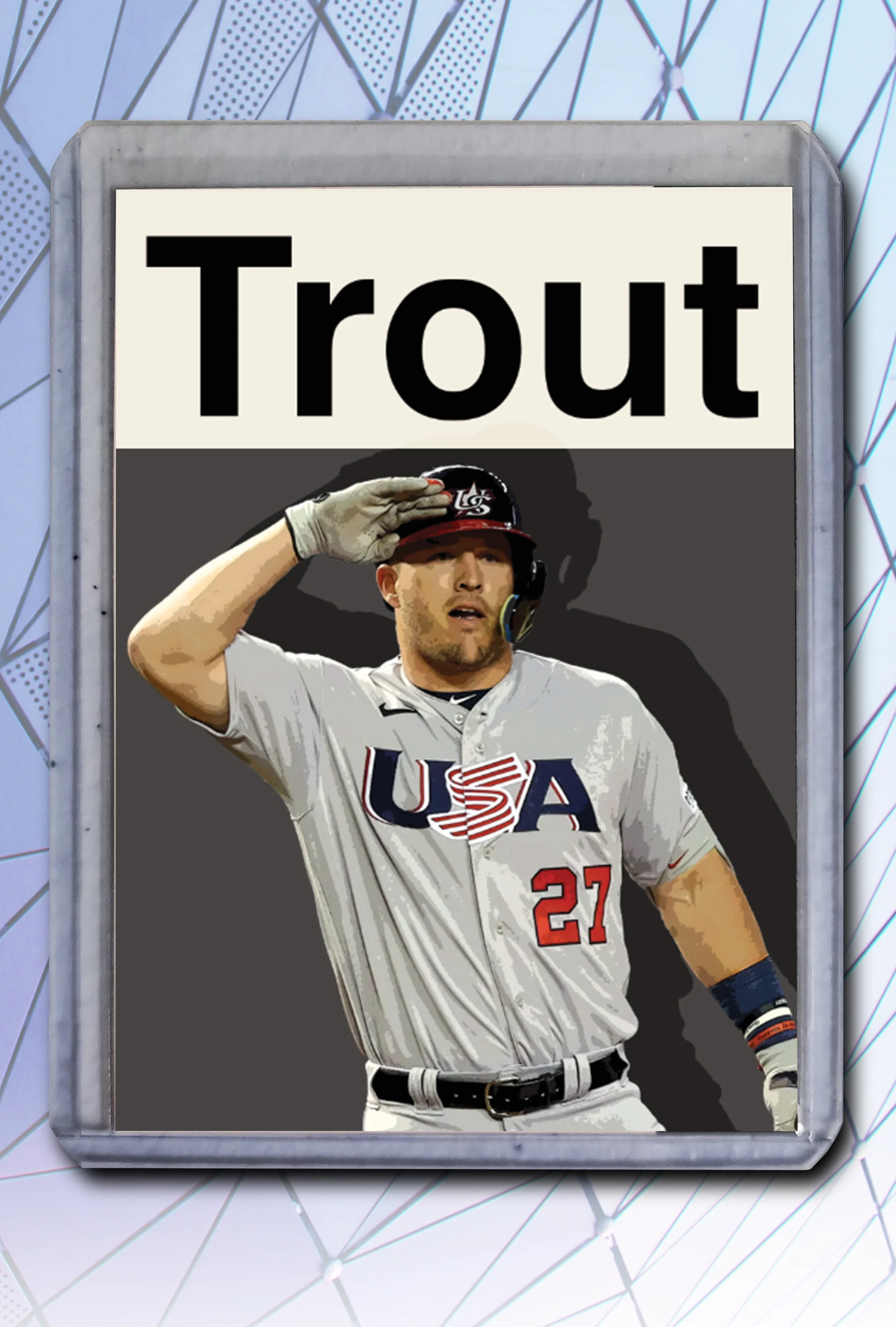 Mike Trout Artist Signed Baseball Art Card 1/10