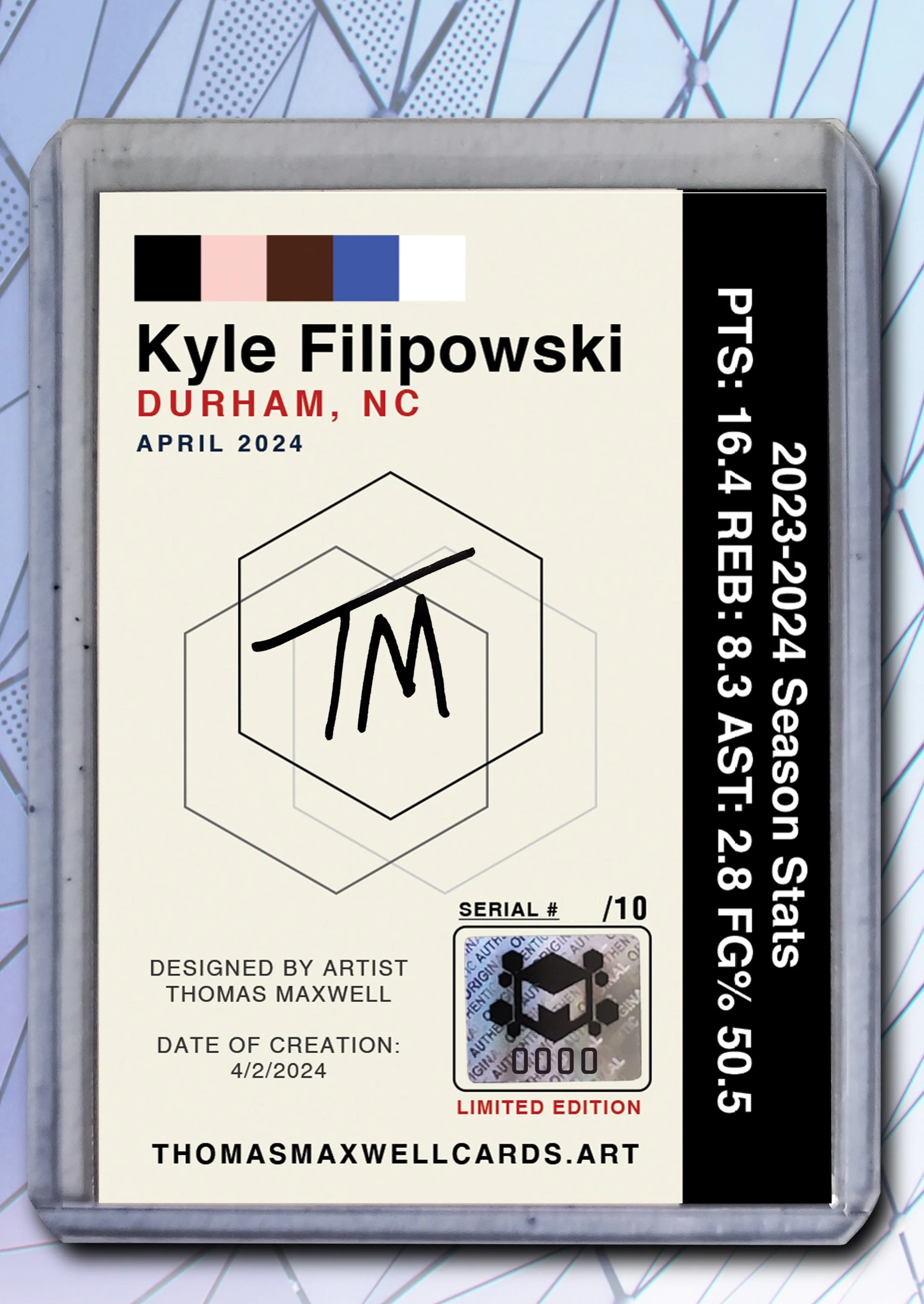 Kyle Filipowski - Duke - Artist Signed Basketball Art Card 1/10