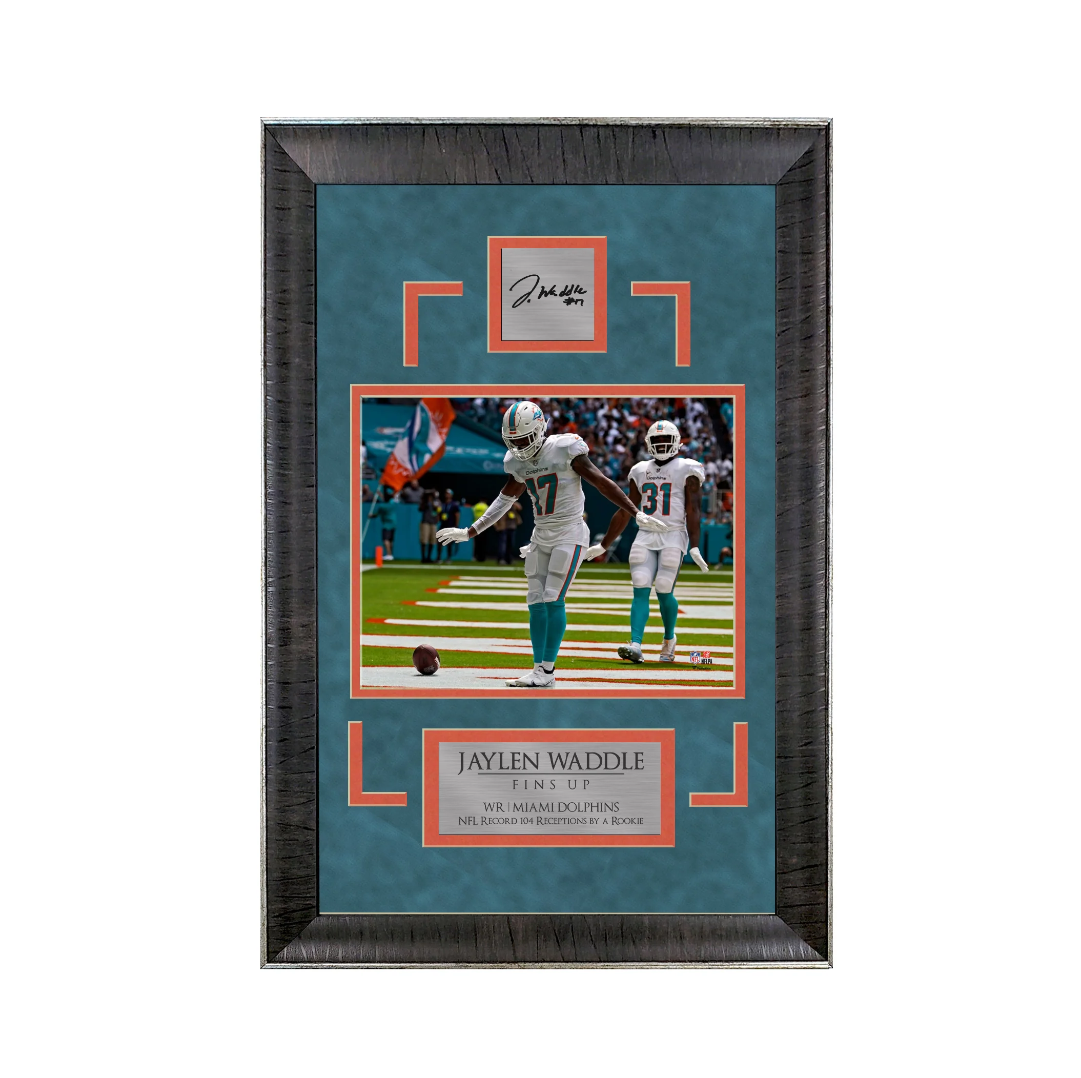 Jaylen Waddle - Fins Up - Sports Deluxe | 16 x 23 - Framed Football Photo