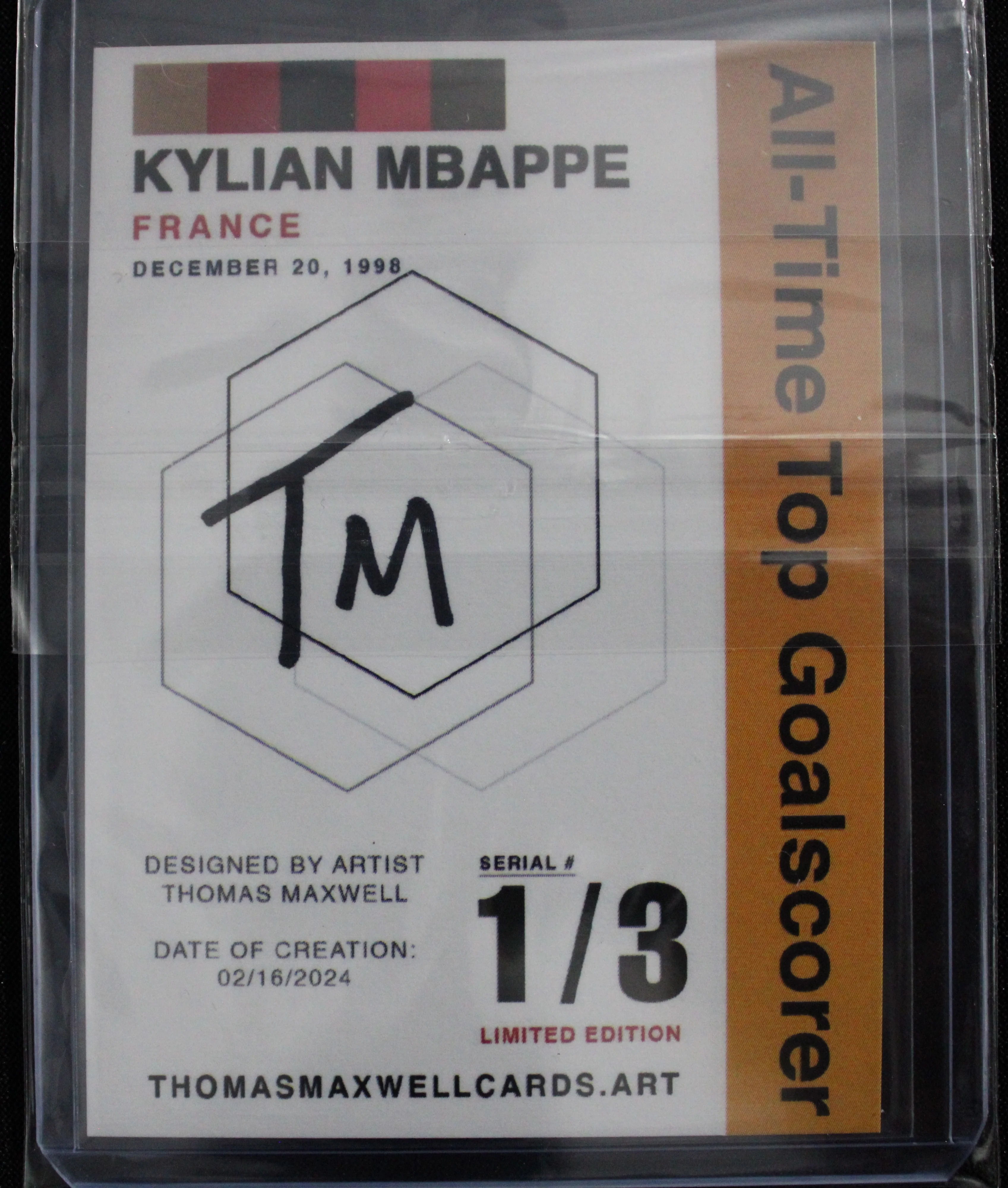 Kylian Mbappe Artist Signed France National Football Team Refractor Art Card 1/3