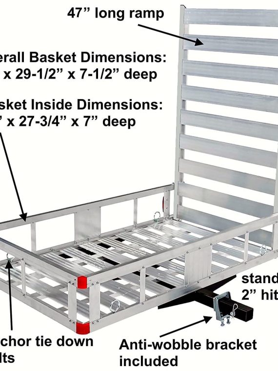 80779 Aluminum Hitch Mount Cargo Carrier with 47” Long Ramp, 1 Pack