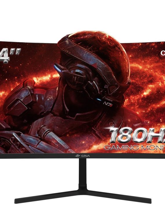 CRUA 24′′ 180Hz Curved Gaming Monitor – FHD 1080P Frameless Computer Monitor, AMD Freesync, Low Motion Blur,Dp&Hdmi Port, Black