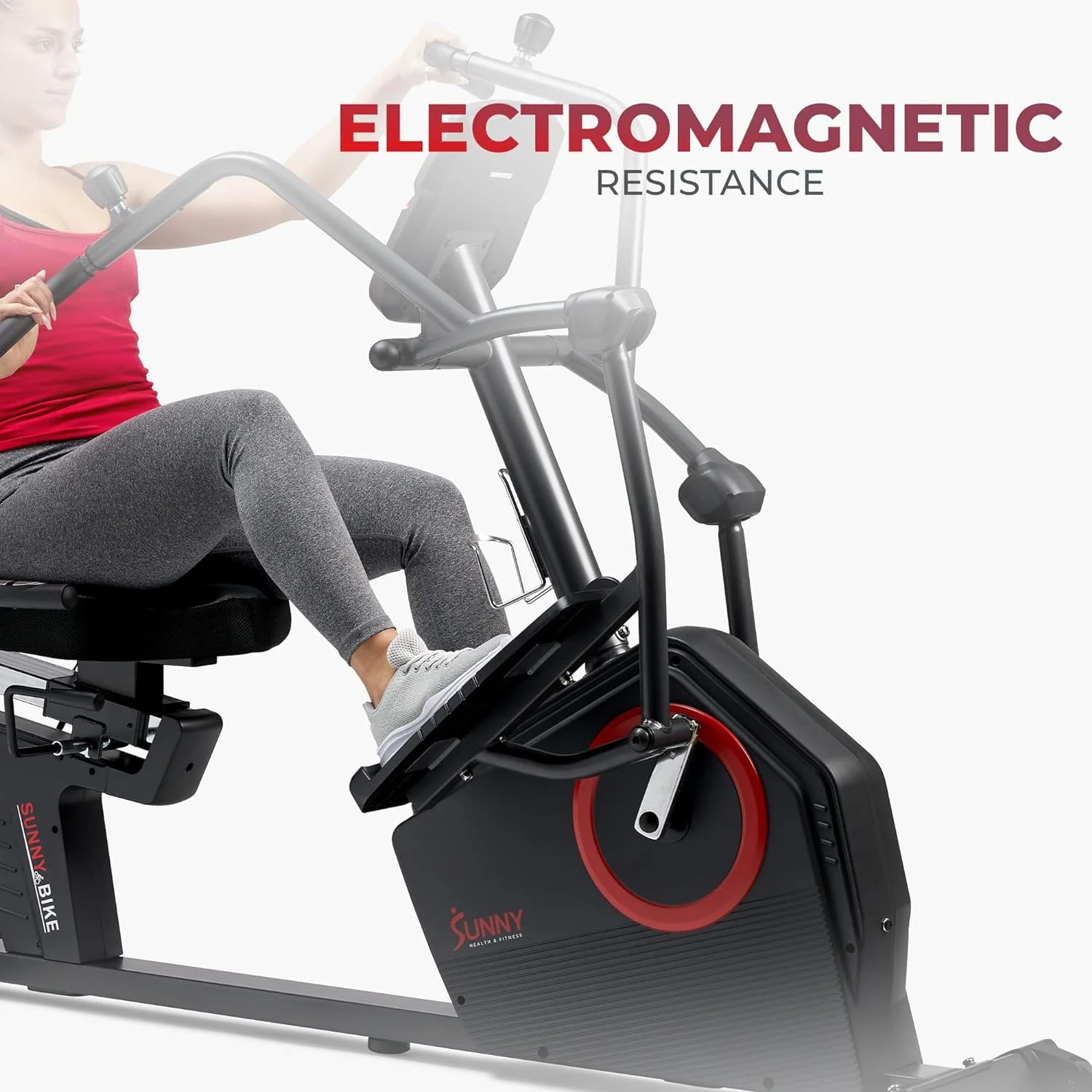 Sunny Health & Fitness Electromagnetic Recumbent Cross Trainer Elliptical Bike w/Arm Exercisers & Free SunnyFit® App Membership - SF-RBE4886SMART