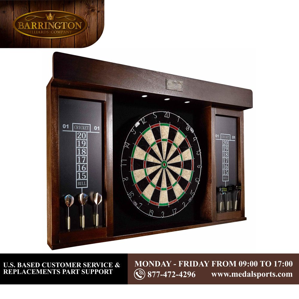 Barrington 40 Inch Dartboard Cabinet with LED Lights, 40 Inch X 4.375 Inch X 24.625 Inch