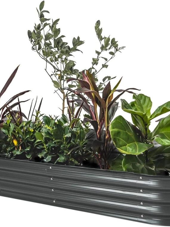 Garden Raised Garden Bed Kit, 11′′ Tall 10 in 1 Modular Raised Garden Beds Kit, Metal Planter Box for Vegetables, Flowers, Herbs, Morden Gray