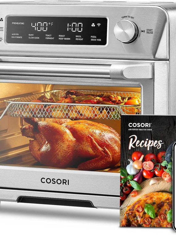 12-in-1 Air Fryer Toaster Oven Combo, Airfryer Convection Oven Countertop, Bake, Broil, Roast, Dehydrate, 134 Recipes & 4 Accessories, 32QT, Silver, Stainless Steel