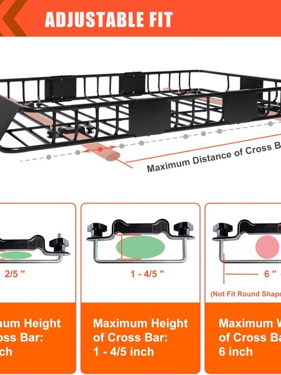 Folding hitch mounted cargo basket 60′′ With hook stabilizer, net and straps