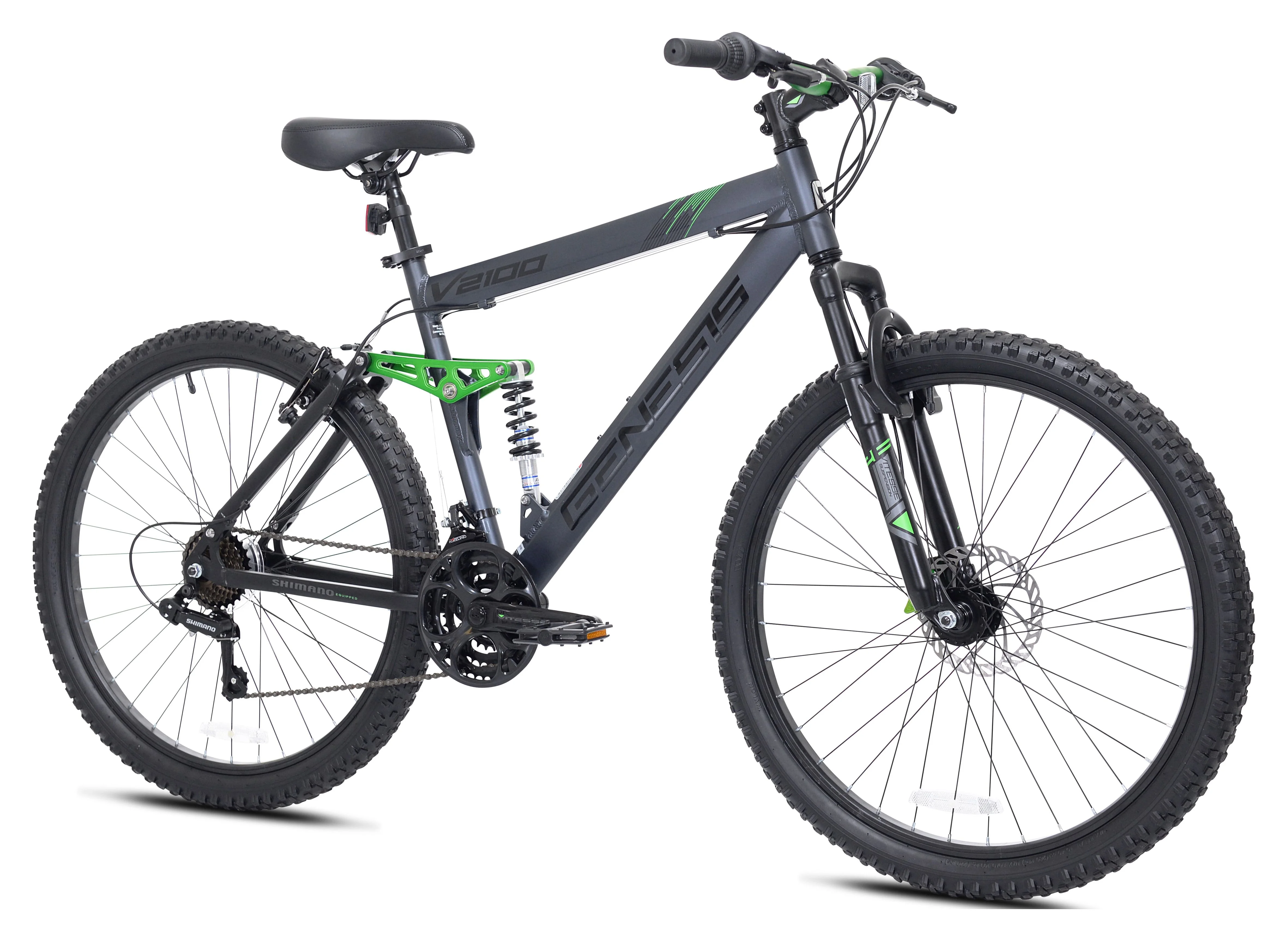 Genesis 26′′ V2100 Men’s Dual Suspension Mountain Bike, Slate Gray