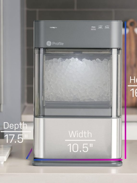 Countertop Nugget Ice Maker with Side Tank | Ice Machine with WiFi Connectivity | Smart Home Kitchen Essentials | Stainless Steel