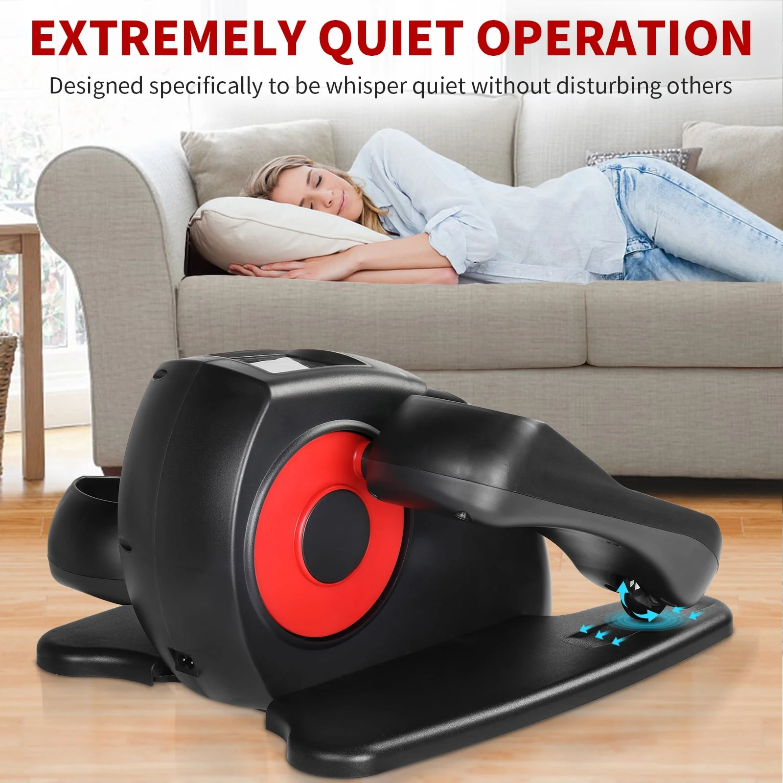 Zimtown Under Desk Electric Elliptical Bike, Pedal Exerciser, Mini Electric Elliptical Machine, Black/Red