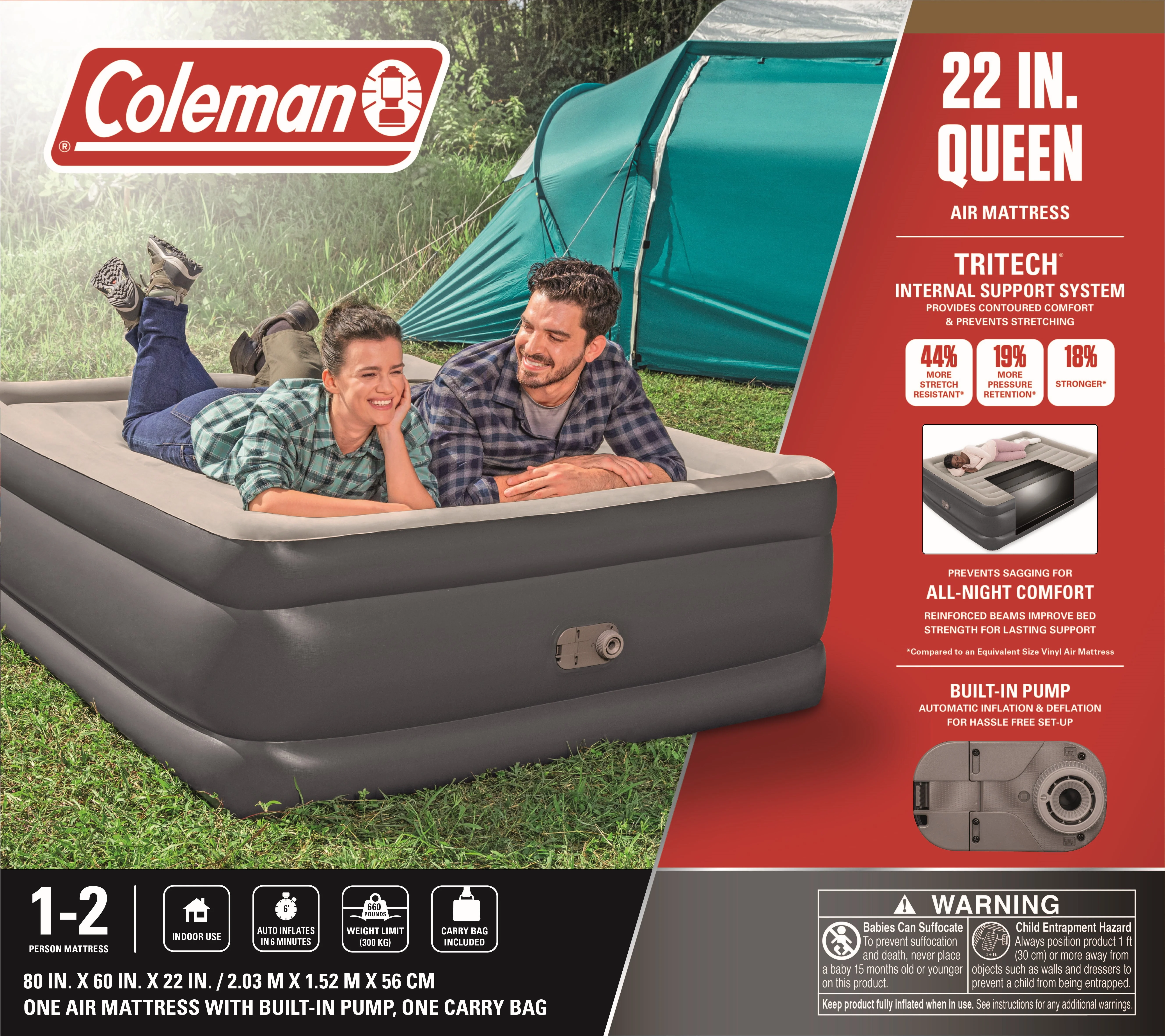 Coleman Tritech Air Mattress Queen 22” with Built-in AC Pump