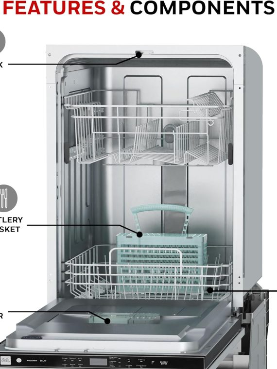 Honeywell 18 Inch Dishwasher with 8 Place settings, 6 Washing Programs, Stainless Steel Tub, UL/Energy Star- Stainless Steel