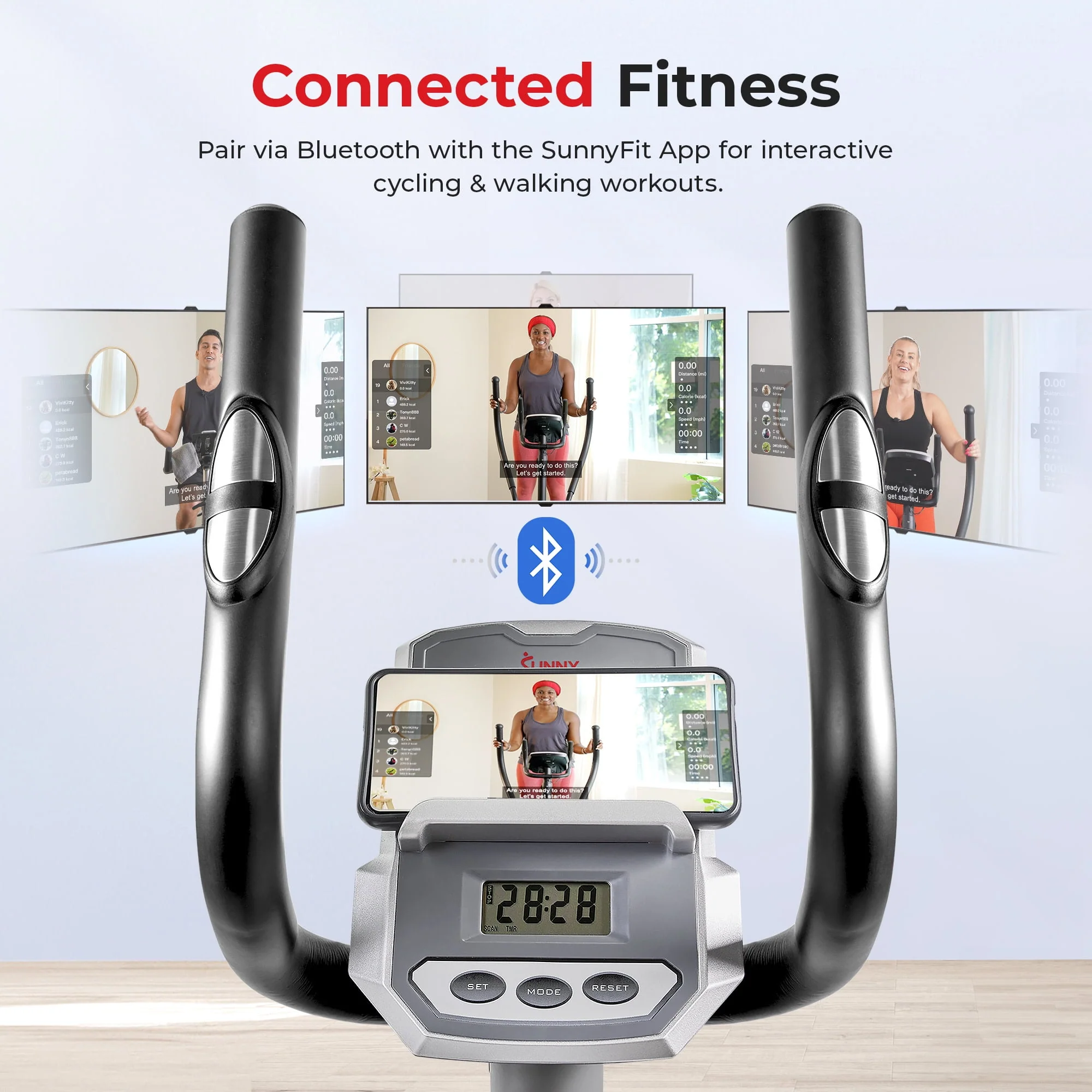 Sunny Health & Fitness SMART Essential Interactive Series Seated Elliptical w Free SunnyFit® App Membership - SF-E322004