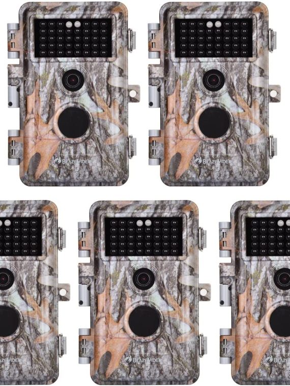 5-Pack Game & Deer Trail Cameras 16MP 1920x1080P Video Hunting Wildlife Cams Time Lapse with Night Vision