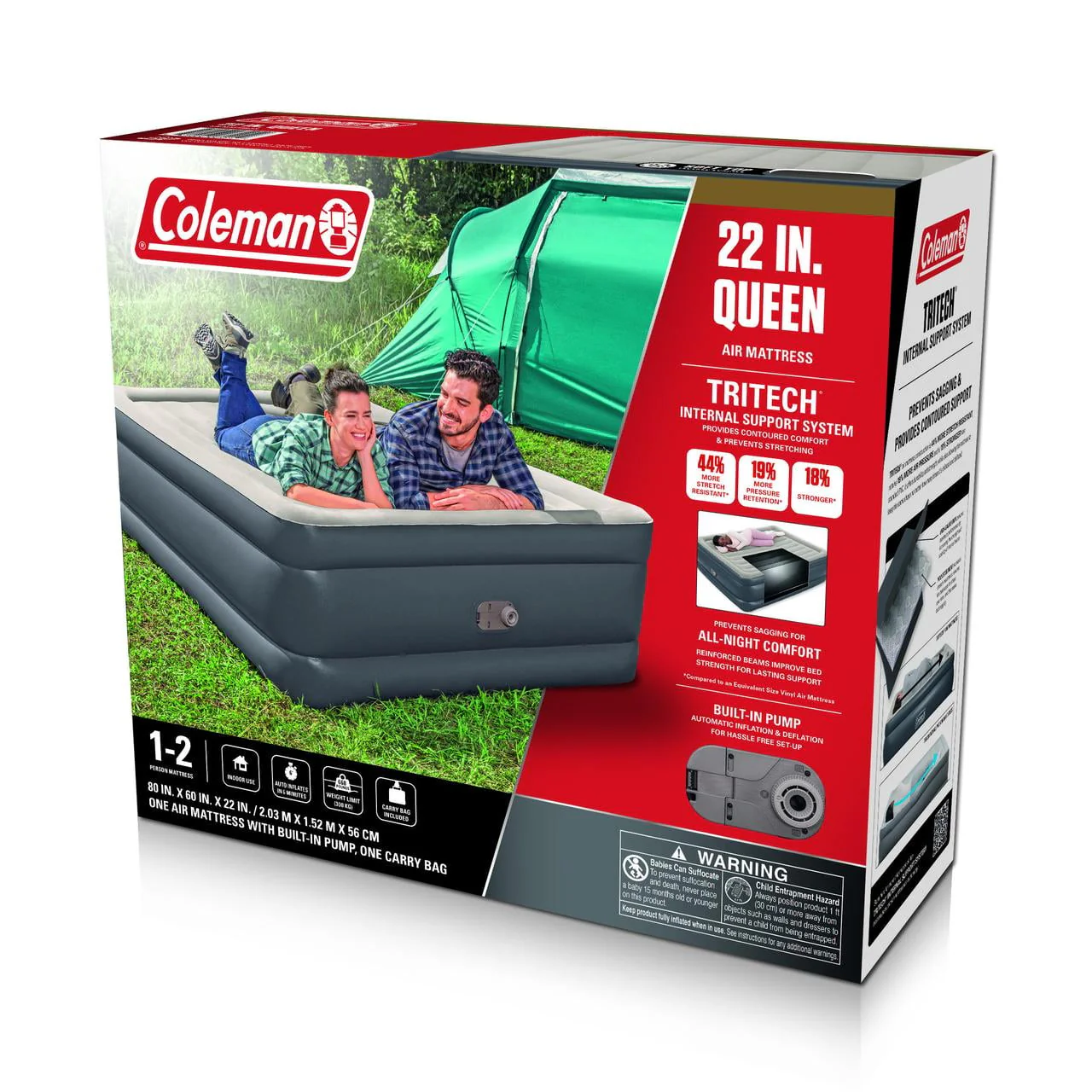 Coleman Tritech Air Mattress Queen 22” with Built-in AC Pump