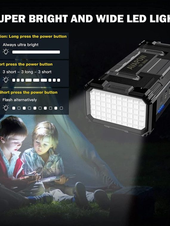 AVAPOW 6000A Car Battery Jump Starter with Dual USB Quick Charge and DC Output, 12V Jump Pack with Built-In LED Bright Light