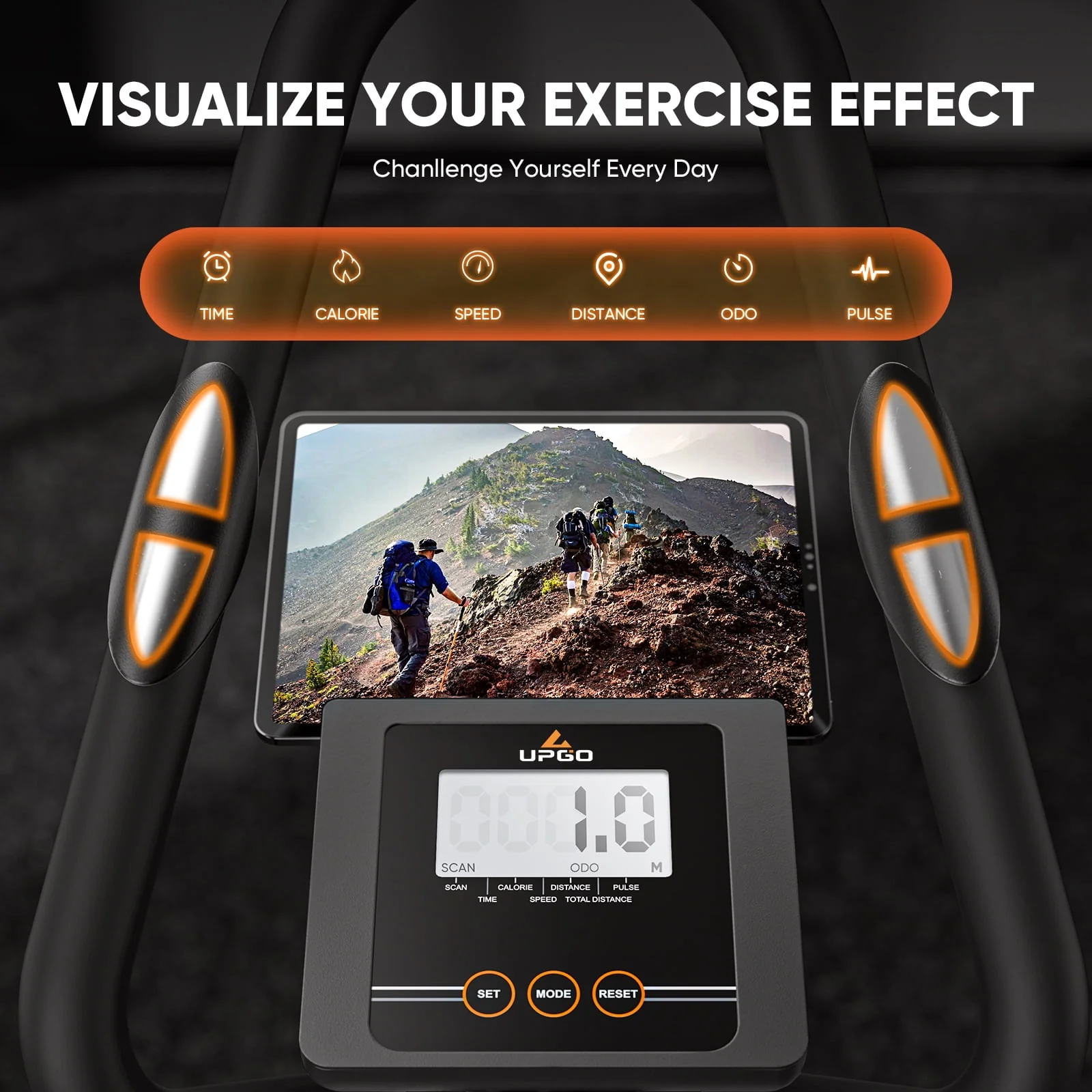 UPGO Pro Cardio Climber Stepping Elliptical Machine, 3 in 1 Elliptical, Total Body Fitness Cross Trainer with Hyper-Quiet Magnetic Drive System