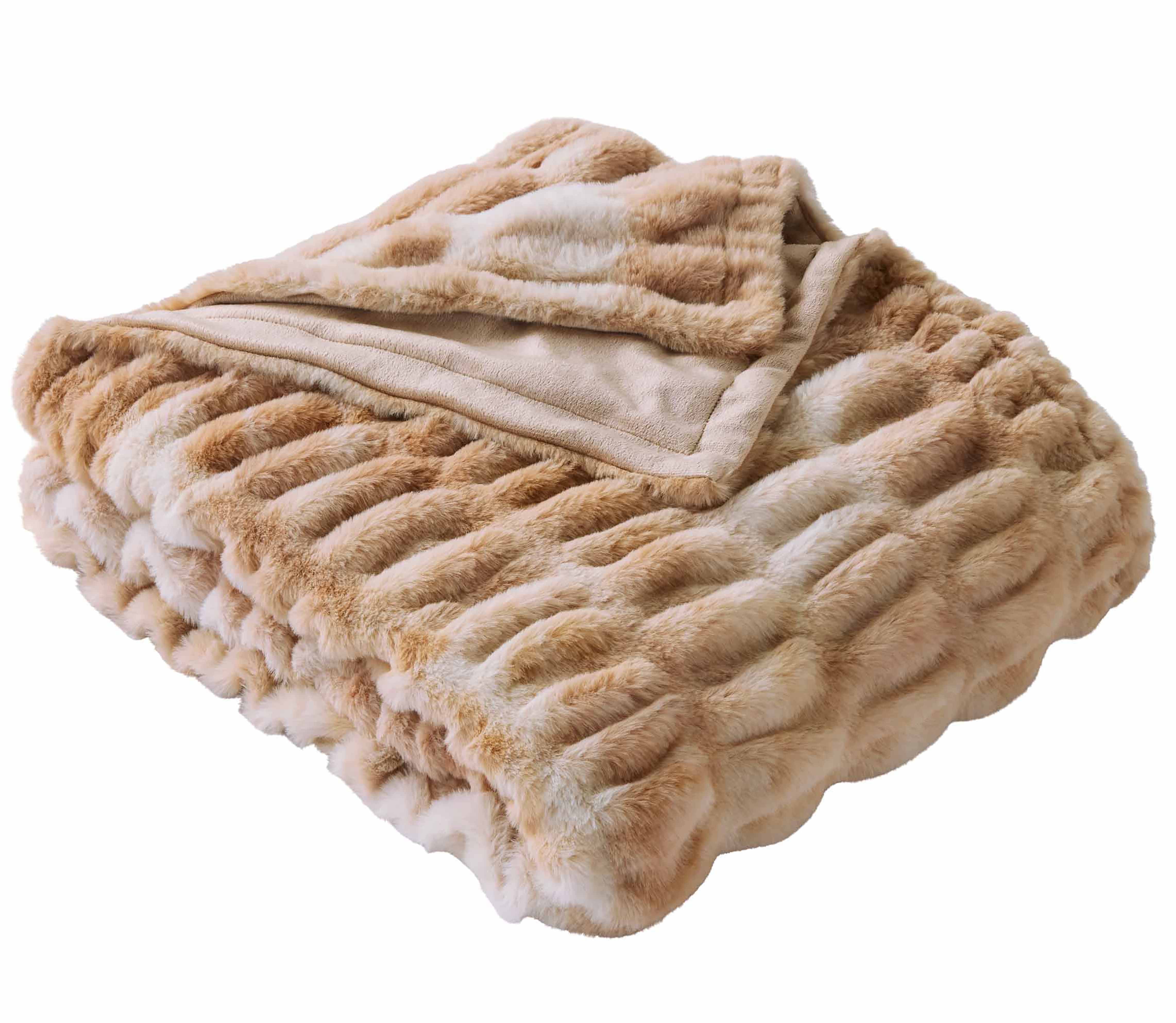 Better Homes & Gardens Natural Tie Dye Ruched Faux Fur Throw, 50