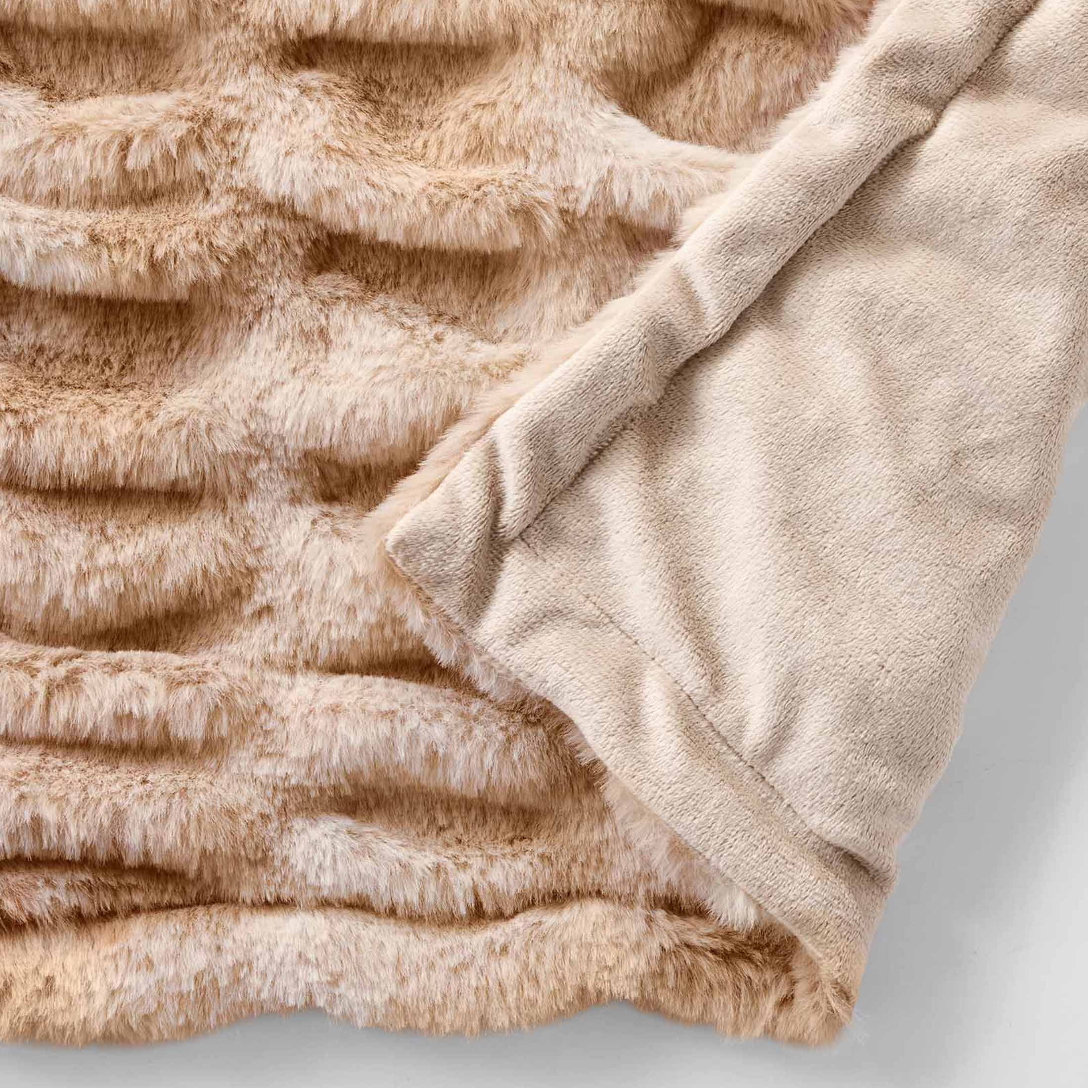 Better Homes & Gardens Natural Tie Dye Ruched Faux Fur Throw, 50