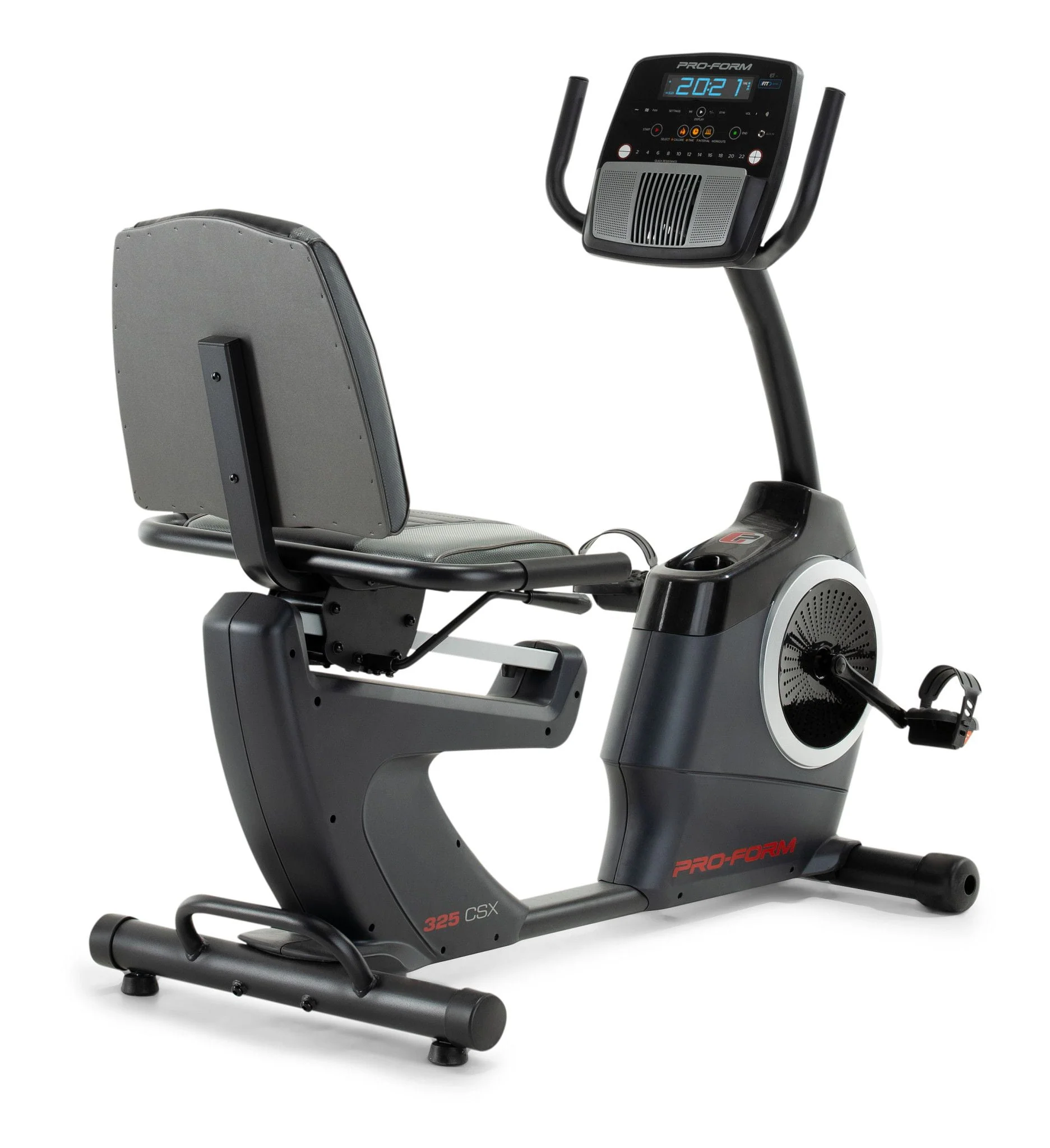 ProForm 325 CSX; Recumbent Exercise Bike with 5” Display, Built-In Tablet Holder, and Fan