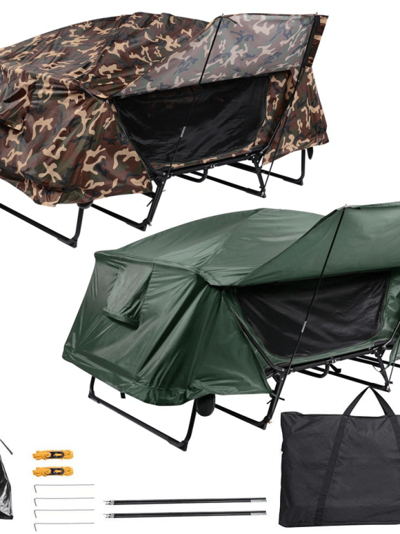 2-Person Cot Tent Camping Folding Off the Gound Tent with Fly 4-Legs