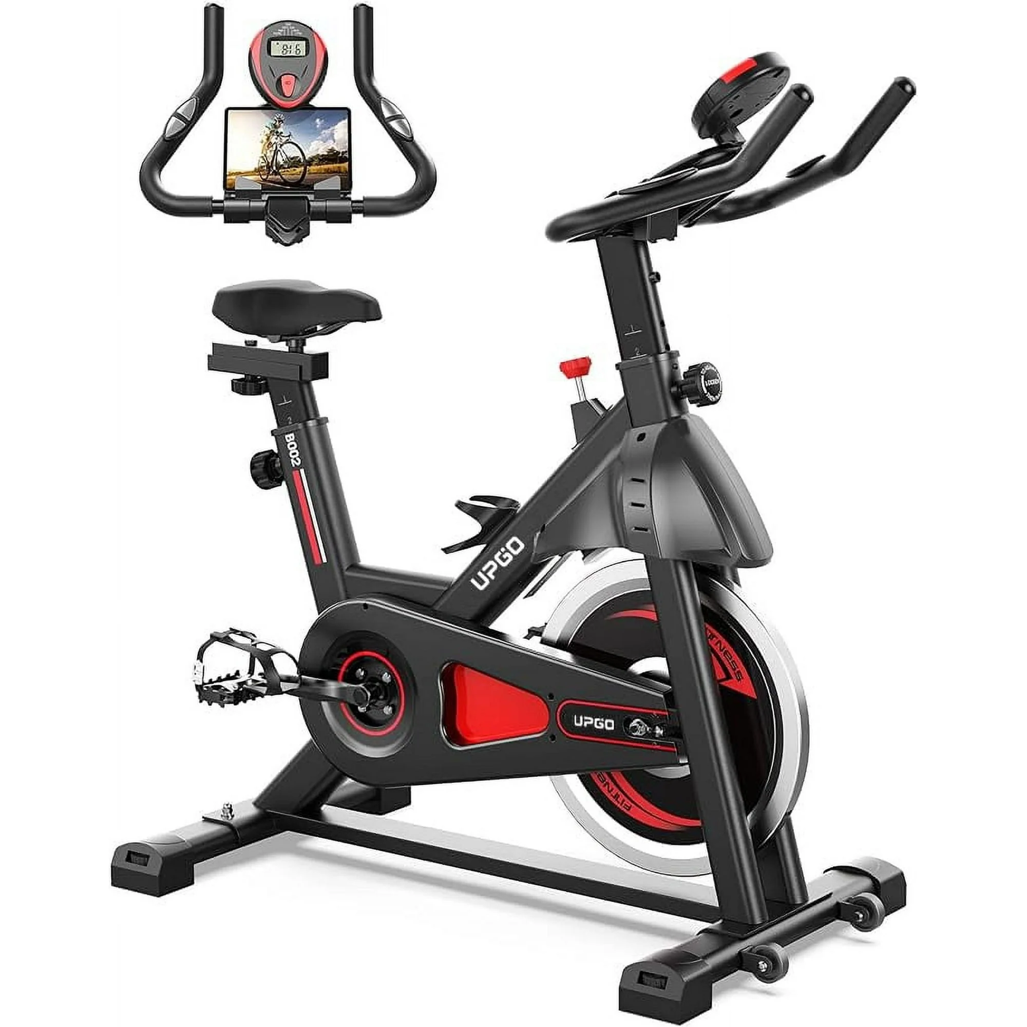 UPGO Exercise Bike-Stationary Indoor Cycling Bike for Home 330 Lbs Weight Capacity, Comfortable Seat Cushion and LCD Monitor