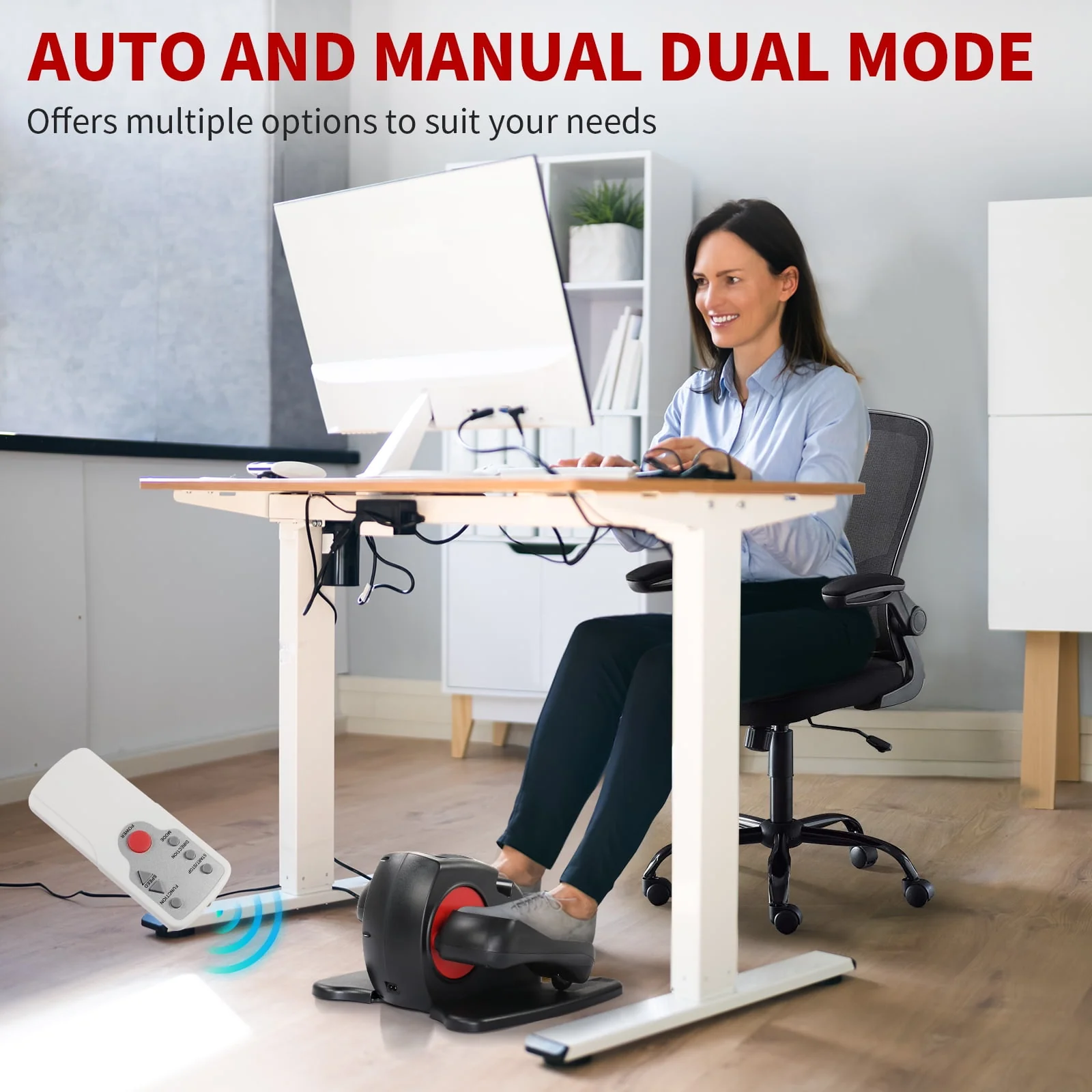 Zimtown Under Desk Electric Elliptical Bike, Pedal Exerciser, Mini Electric Elliptical Machine, Black/Red