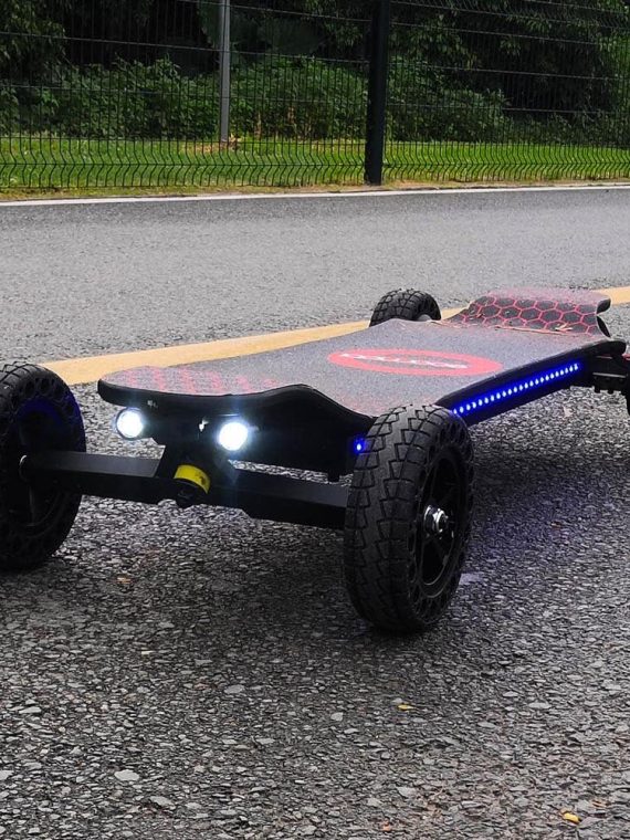 Electric Skateboard 4000 Watts | 12S3P | 35 mph | 22 Mile Range | 6′′ Wheels | Cool Lights | – Black