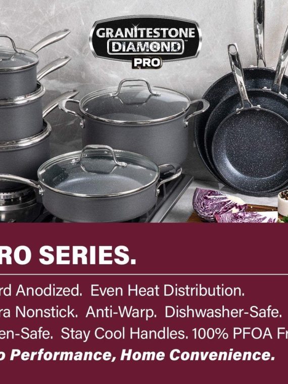 Granitestone Pro Hard Anodized Pots and Pans 13 Pcs Premium Cookware Set with Ultimate Nonstick Diamond Coating, Oven & Dishwasher Safe