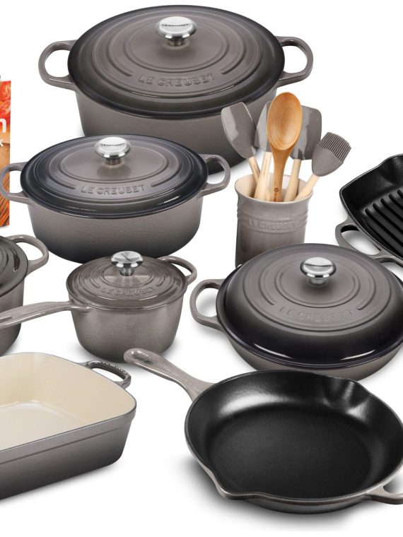 20-piece Signature Cast Iron Cookware Set,10.25” Skillet,1.75-quart Saucepan with Lid