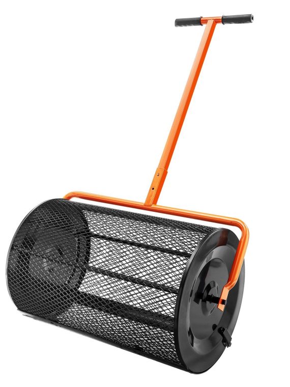 Heavy-Duty 24 Inch Peat Moss Compost Spreader With Adjustable Handle