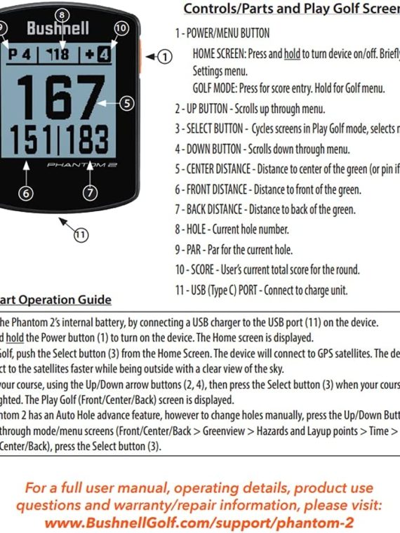 Bushnell Phantom 2 Golf GPS Rangefinder, Black