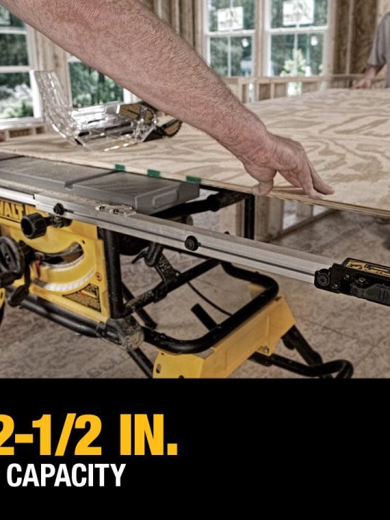 DW 10′′ Jobsite Table Saw 32 1/2′′ Rip Capacity and Rolling Stand DWE7491RS from DW
