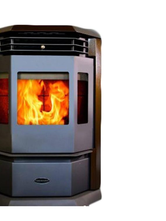 2,800 Sq. ft. EPA Certified Pellet Stove with 55 . Hopper and Auto Ignition in Brown