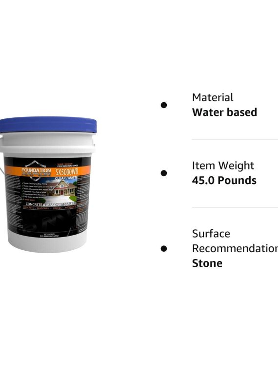 5-Gal. SX5000 WB DOT Approved Water Based Silane Siloxane Penetrating Concrete Sealer, Brick Sealer, Paver Sealer, Natural Stone Sealer