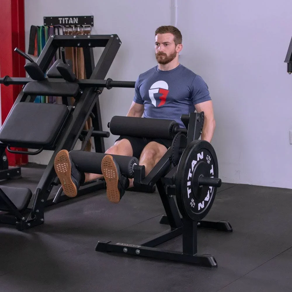 Titan Fitness Adjustable Plate Loaded Leg Extension and Curl Machine Rated 300 lb
