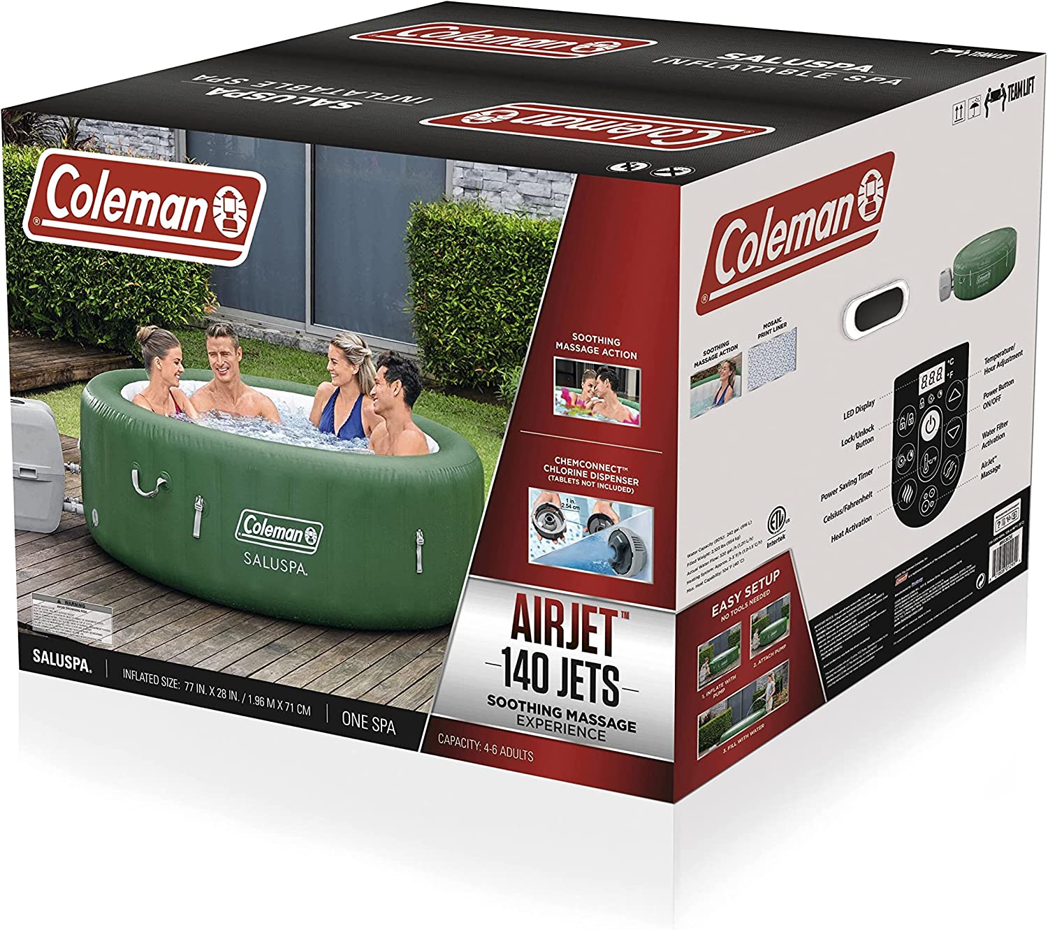 Coleman SaluSpa Tahiti Inflatable Hot Tub Spa, 2-4 Person AirJet Spa – Hot Tub