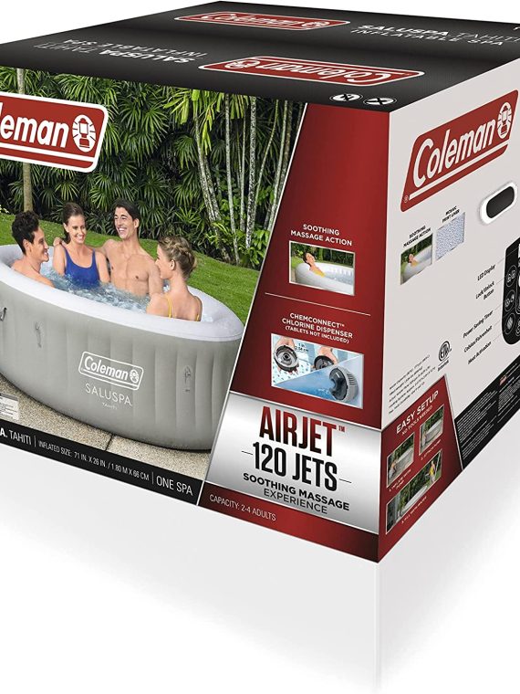 Coleman SaluSpa Tahiti Inflatable Hot Tub Spa, 2-4 Person AirJet Spa