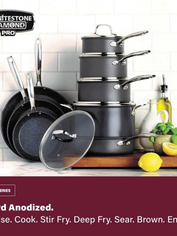 Granitestone Pro Hard Anodized Pots and Pans 13 Pcs Premium Cookware Set with Ultimate Nonstick Diamond Coating, Oven & Dishwasher Safe