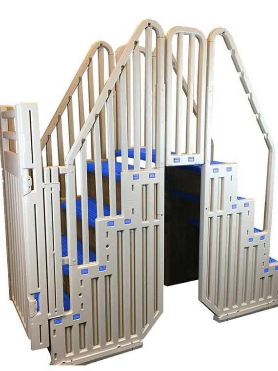 Confer Warm Gray Above Ground Blue Swimming Pool System w/ Blue Steps & Closure