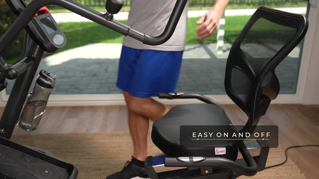 Sunny Health & Fitness Electromagnetic Recumbent Cross Trainer Elliptical Bike w/Arm Exercisers & Free SunnyFit® App Membership - SF-RBE4886SMART