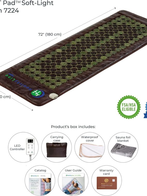 HealthyLine Far Infrared Heating Pad – Hot Stones Jade Tourmaline – Negative Ions – Mesh JT Mat Full 7224 Soft Light InfraMat Pro®